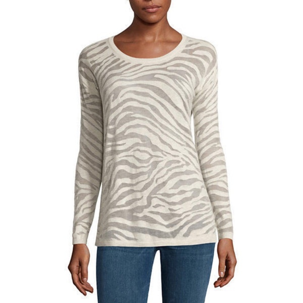 a.n.a Long-Sleeve Animal Burnout Sweater